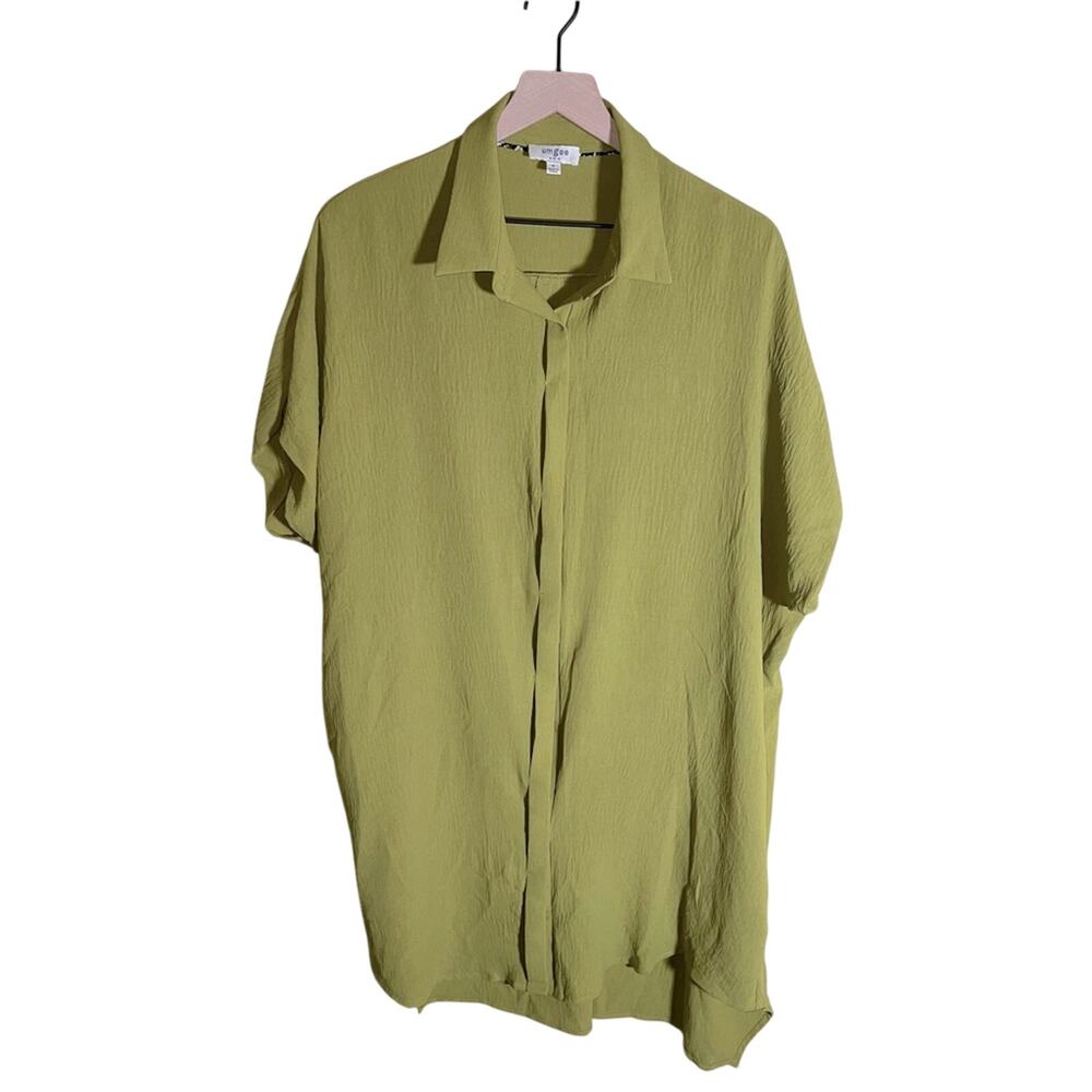 UMGEE lightweight spring shirt dress in chartreuse M